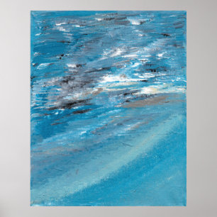 Poster Vagues océaniques abstraites en coups de pinceau b