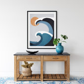 Poster Vagues océaniques Abstraites et soleil