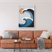 Poster Vagues océaniques Abstraites et soleil