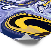 Poster Vagues Océaniques - Art Fluide Abstrait Bleu et Ja (Coin)