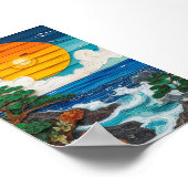 Poster Vagues océaniques au coucher du soleil (Coin)