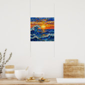Poster Vagues océaniques côtières Coucher de soleil   (Cuisine)