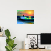 Poster Vagues océaniques dramatiques et reflet des couche (Bureau à domicile)