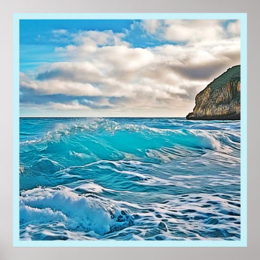 Poster Vagues océaniques : Horizon bleu (Devant)