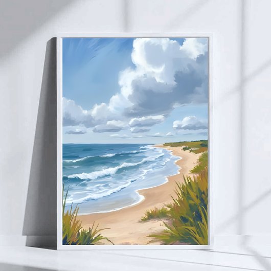 Poster Vagues océaniques | Peinture côtière de plage