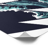 Poster Vagues orageuses et frappes de foudre (Coin)