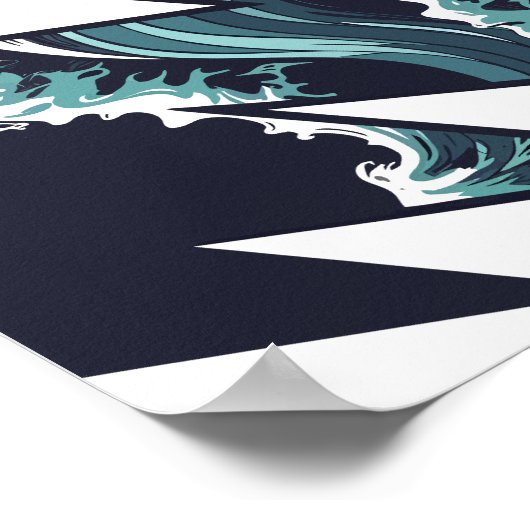 Poster Vagues orageuses et frappes de foudre (Coin)