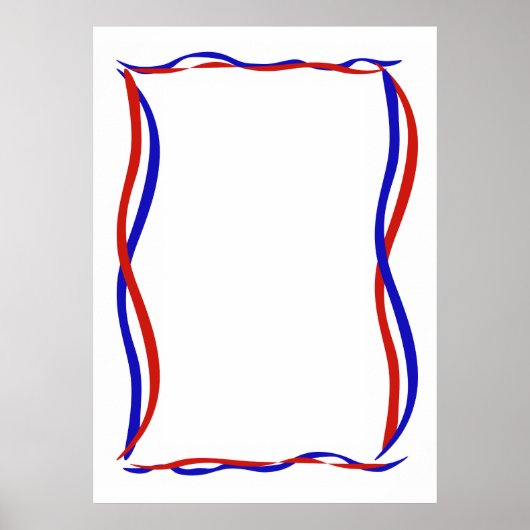 Poster Vagues Rouge Blanc et Bleu (Devant)