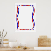 Poster Vagues Rouge Blanc et Bleu (Cuisine)