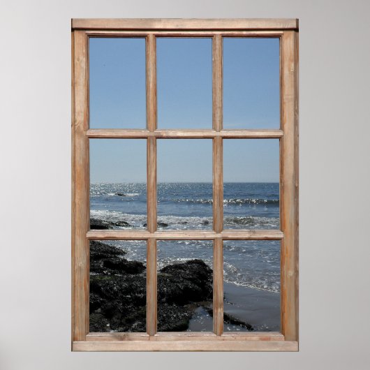 Poster Vagues scintillantes sur la plage Vue depuis une f (Devant)