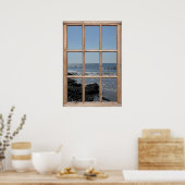 Poster Vagues scintillantes sur la plage Vue depuis une f (Cuisine)