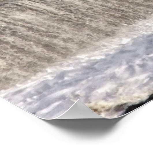 Poster Vagues S'Écrasant Contre Un Phare (Coin)