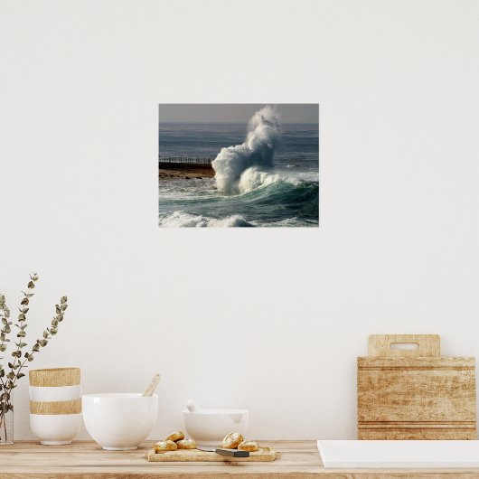 Poster Vagues s'écrasant sur la jetée (Cuisine)