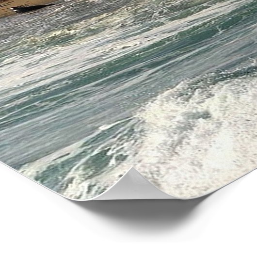 Poster Vagues s'écrasant sur la jetée (Coin)