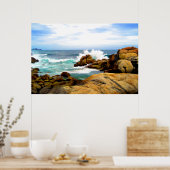 Poster Vagues s'écrasant sur les rochers riverains (Cuisine)
