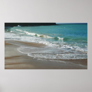 Poster Vagues sur la plage bleu turquoise Océan