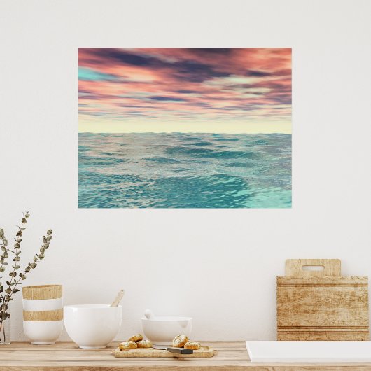 Poster Vagues turquoise (Cuisine)