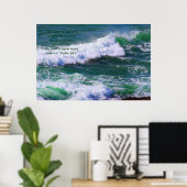 Poster Vagues vertes Imprimer avec versets d'écriture (Bureau à domicile)