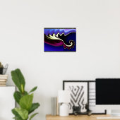Poster Vagues violettes et bleues (Bureau à domicile)
