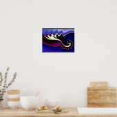 Poster Vagues violettes et bleues (Cuisine)