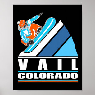 Poster Vail Colorado - Snowboardeur Vintage