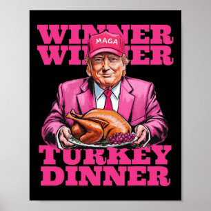 Poster Vainqueur de Trump Humour Dîner dindon Drôle