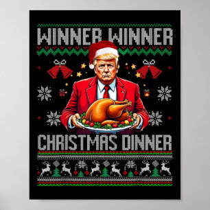Poster Vainqueur du dîner de Noël Père Noël Trump Ugly Sw