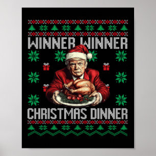 Poster Vainqueur du dîner de Noël Père Noël Trump Ugly Sw