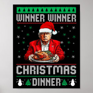 Poster Vainqueur du dîner de Noël Père Noël Trump Ugly Sw