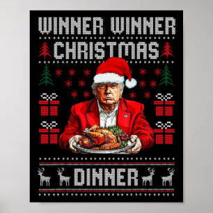 Poster Vainqueur du dîner de Noël Père Noël Trump Ugly Sw