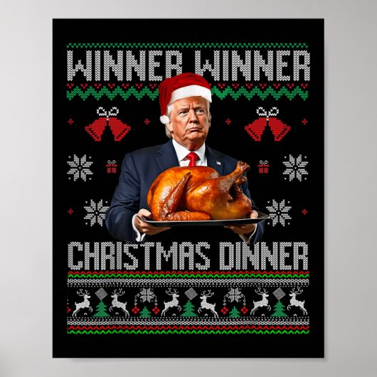 Poster Vainqueur du dîner de Noël Père Noël Trump Ugly Sw (Devant)