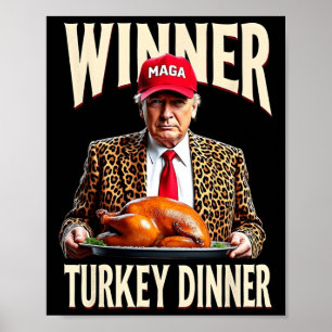 Poster Vainqueur du dîner Turquie Dîner Drôle Trump