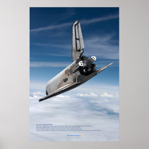 Poster Vaisseau spatial Buran descendant à travers les nu