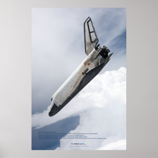 Poster Vaisseau spatial Buran descendant à travers les nu