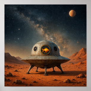 Poster Vaisseau spatial extraterrestre avec pilote poisso