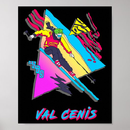 Poster Val Cenis Retro Ski Caractère Avec Abstrait (Devant)