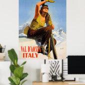 Poster Val d'Aoste, Italie. Femme de ski. Vacances hivern (Bureau à domicile)