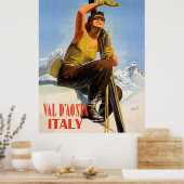 Poster Val d'Aoste, Italie. Femme de ski. Vacances hivern (Cuisine)