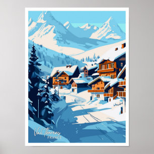 Poster Val Thorens France Illustration Vintage Voyage