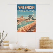Poster Valence Espagne Skyline Rétro Cité Voyage (Cuisine)