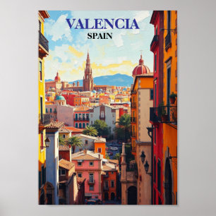 Poster Valencia Espagne Travel Art Vintage