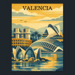 Poster Valencia Spain Vintage - Minimalist Colorful<br><div class="desc">Whether you’re a world traveler, an expat missing the Turia Gardens, or a lover of mid-century modern decor, this colorful Valencia Poster is the perfect statement piece. Featuring a clean, flat-design aesthetic and a sun-drenched palette, it evokes the warmth of the Costa Blanca. Ideal for a gallery wall, a modern...</div>