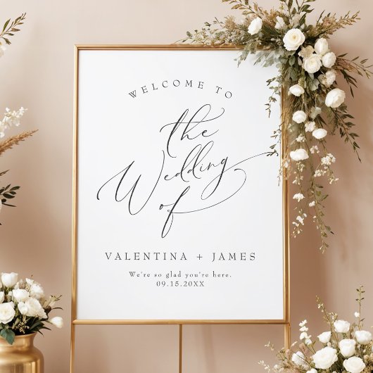 Poster VALENTINA Élégant Mariage Script Minimaliste