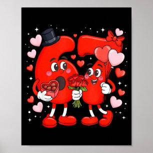 Poster Valentine 67 Mème Drôle Six Sept Amour Cœurs Flux