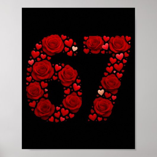 Poster Valentine 67 Mème Roses Cœurs Drôle Six Sept Vale (Devant)