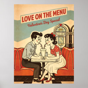 Poster Valentine - Amour au menu Rétro Soda Shop