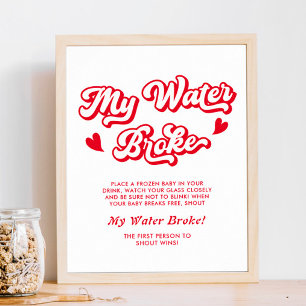 Poster Valentine Baby shower My Water Broke Jeu