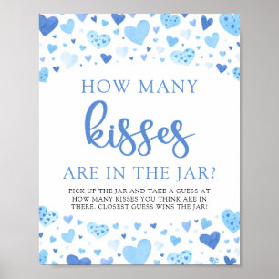 Poster Valentine Bleu Jeu de Baby Shower Combien de baise