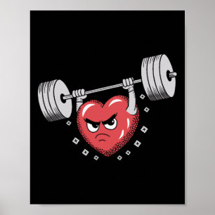 Poster Valentine Coeur Lifting Weights Drôle entraînement