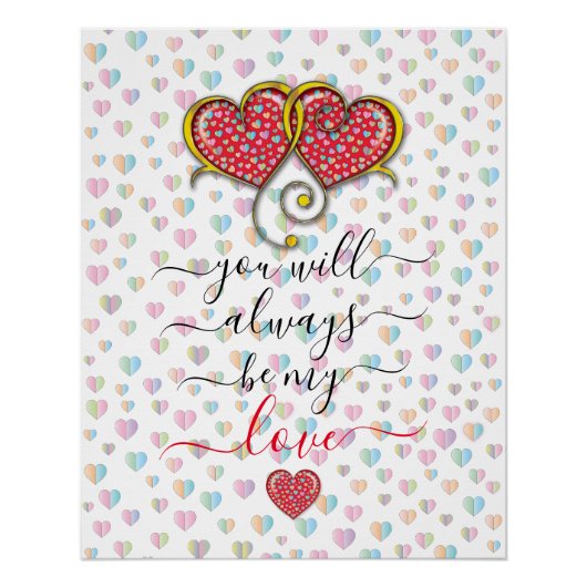 Poster Valentine Élégant Coeurs Interverrouillés Design (Devant)